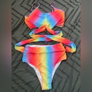 SHEIN two piece rainbow bathing suit. XL